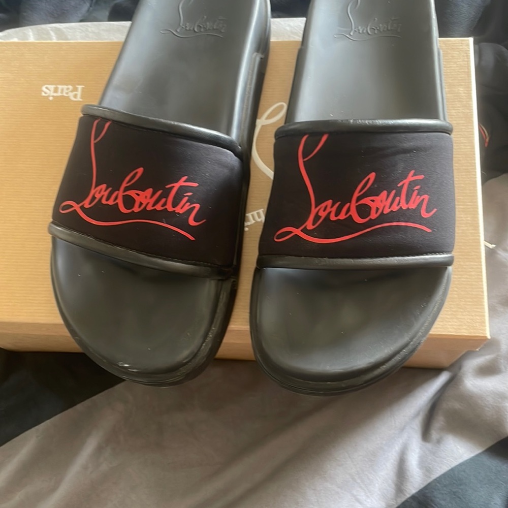 Christian Louboutin red bottom slides size 44.5 EU